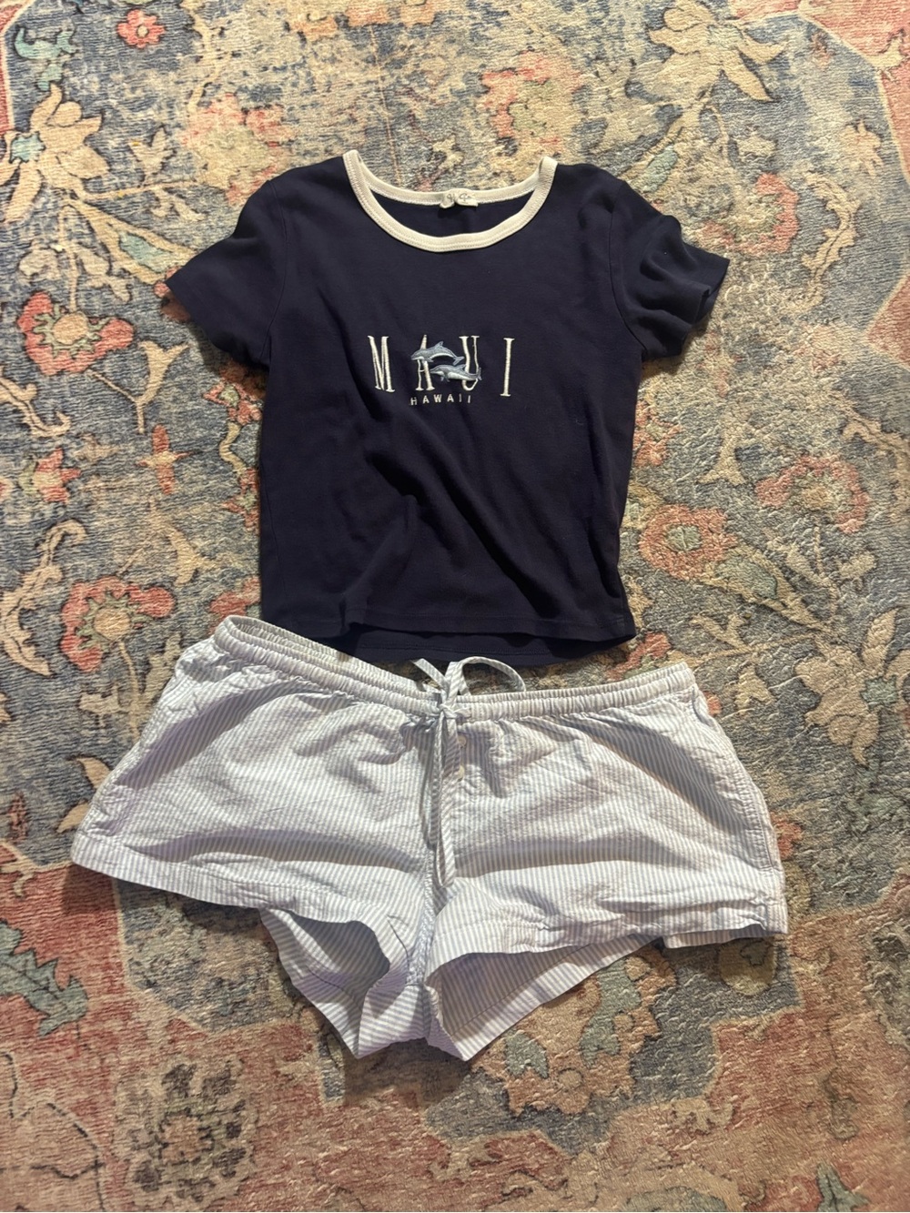 Brandy Melville Maui Hawaii Navy Ringer Tee